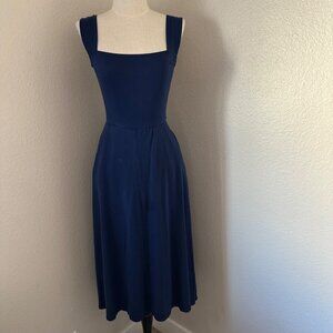 Reformation A Line Short Dress Square Neck Sleeveless Tencel Blend Blue Sz S
